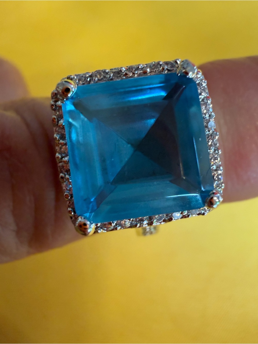 Park Lane Blue Crystal Halo Statement Ring Size 7